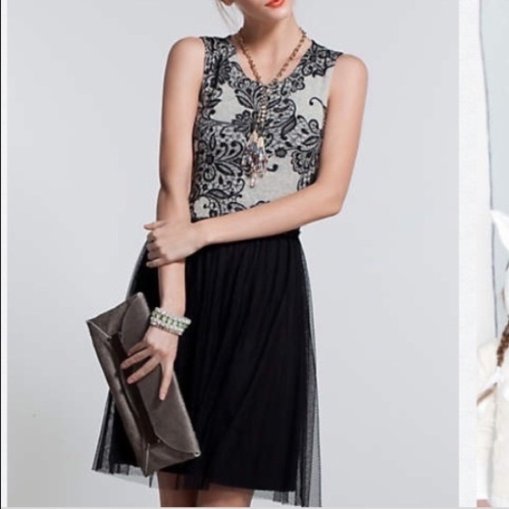 Anthro Weston Wear Flocked Sable Dress - M